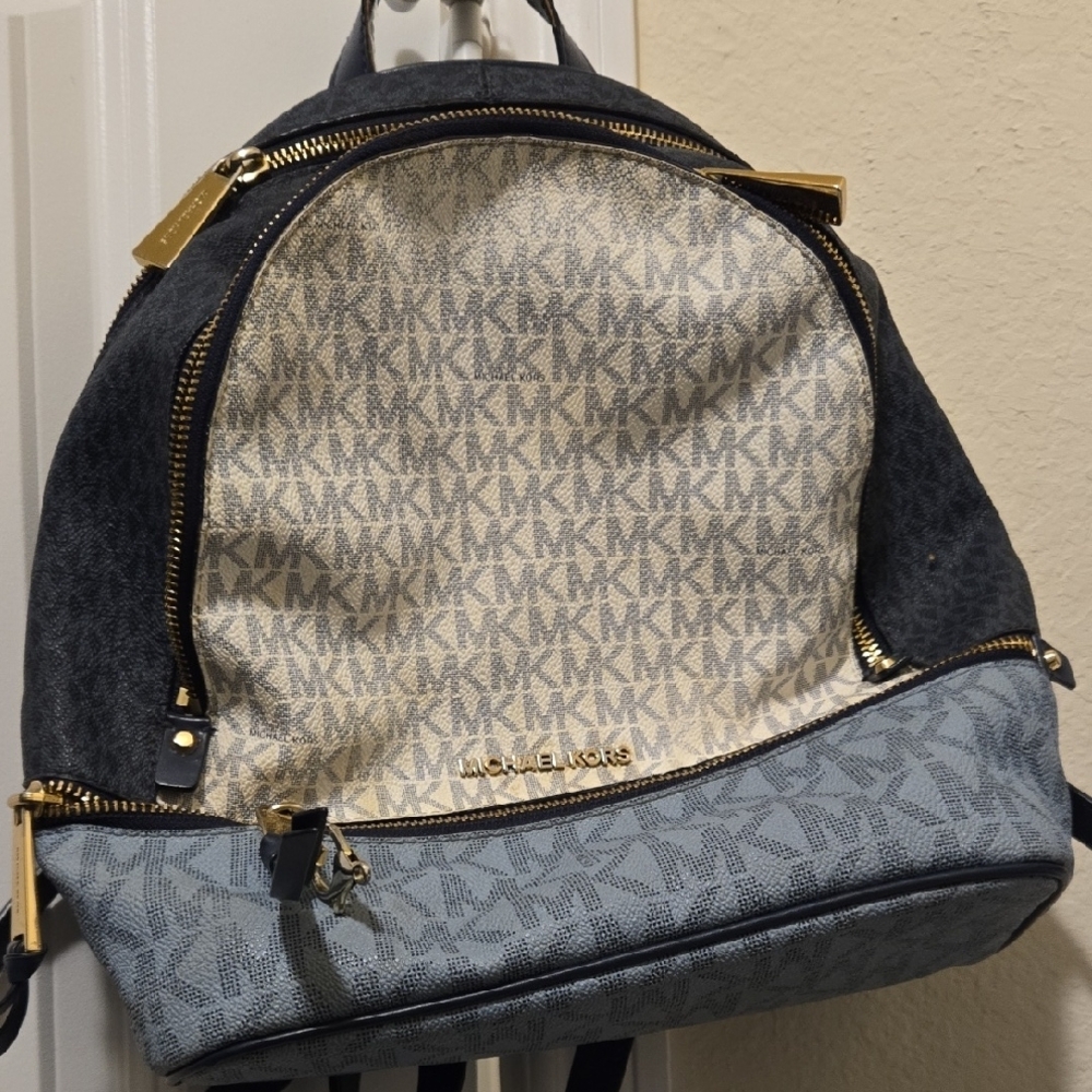 Michael Kors Monogram Backpack with Gold Accents